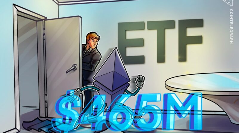 BlackRock leads record $465M spot Ether ETF Monday exodus
