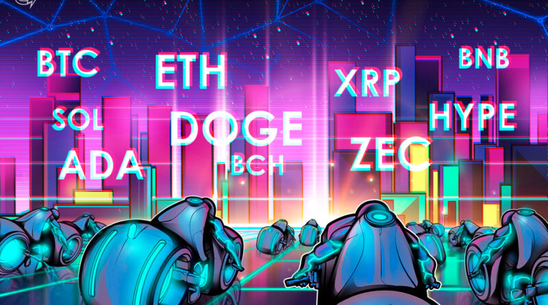 Price predictions 5/6: BTC, ETH, XRP, BNB, SOL, DOGE, HYPE, ADA, BCH, ZEC
